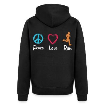 Peace Love Running - Unisex Premium Organic Zip Hoodie - black - Back - Nico (187cm)
