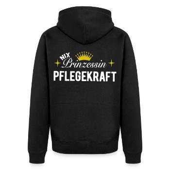 Nix Prinzessin - Pflegekraft - Geschenk - Unisex Premium Bio Zip Hoodie - Schwarz - Hinten - Nico (187cm)