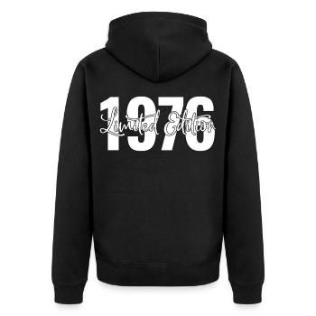 Limited Edition 1976 - Unisex Premium Organic Zip Hoodie - black - Back - Nico (187cm)