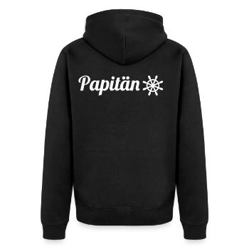 Papitän Vatertag bester Papa Anker - Unisex Premium Bio Zip Hoodie - Schwarz - Hinten - Nico (187cm)