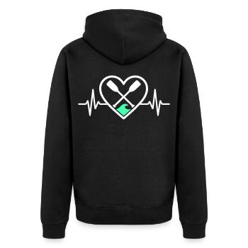 Canoe Kayak Heart Paddles Wave Sport Nature - Unisex Premium Organic Zip Hoodie - black - Back - Nico (187cm)