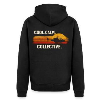 Cool Calm Collective Cool Gelassen Kollektiv - Unisex Premium Organic Zip Hoodie - black - Back - Nico (187cm)