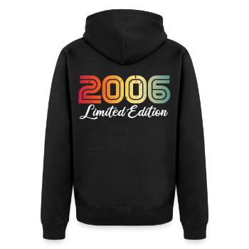 2006 Geburtstagsgeschenk 20 Jahre alt, 20. Geburtstagsgeschenk - Unisex Premium Bio Zip Hoodie - Schwarz - Hinten - Nico (187cm)