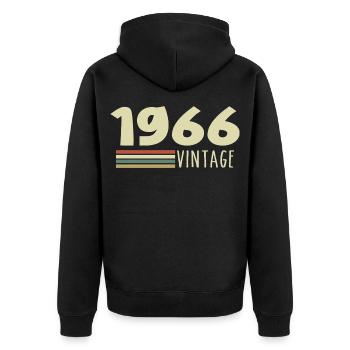 Jubiläum 1966 1966 - Unisex Premium Bio Zip Hoodie - Schwarz - Hinten - Nico (187cm)
