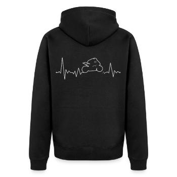 Heartbeat Supersport Moto Power Wheelie ECG - Veste à capuche bio Premium Unisexe - noir - Dos - Nico (187cm)