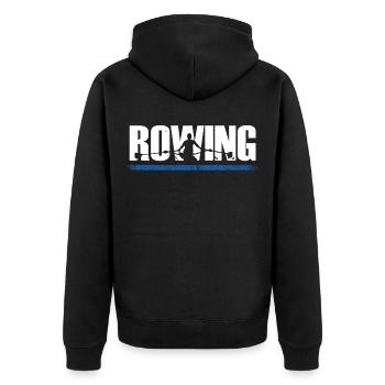 Ruderer Rudern Rowing Row Rudersport - Unisex Premium Bio Zip Hoodie - Schwarz - Hinten - Nico (187cm)