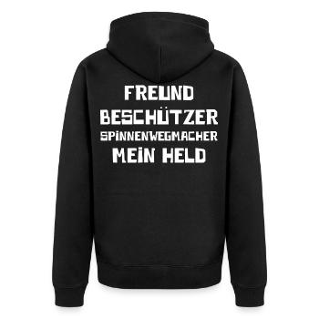 Freund Beschützer Spinnenwegmacher Mein Held - Unisex Premium Bio Zip Hoodie - Schwarz - Hinten - Nico (187cm)