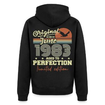 Born in June 1983, June 1983, Born June 1983 June 1983 - Unisex Premium Organic Zip Hoodie - black - Back - Nico (187cm)