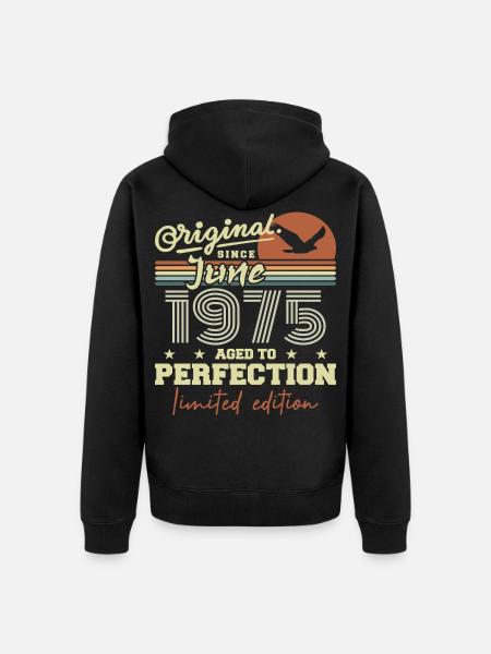 Born in June 1975, June 1975, Born June 1975 June 1975 - Unisex Premium Organic Zip Hoodie - black