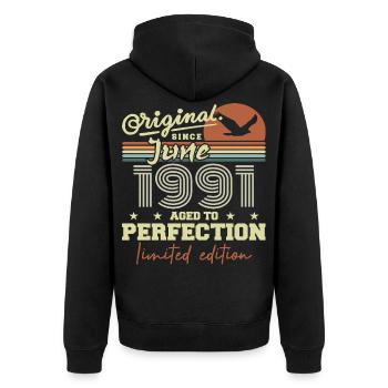 Born in June 1991, June 1991, Born June 1991 June 1991 - Unisex Premium Organic Zip Hoodie - black - Back - Nico (187cm)