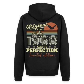 Juli 1968 Retro Geburtstag Geboren im Juli 1968 - Unisex Premium Bio Zip Hoodie - Schwarz - Hinten - Nico (187cm)