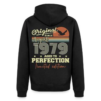August 1979 Birthday August 1979 Vintage August 1979 - Unisex Premium Organic Zip Hoodie - black - Back - Nico (187cm)