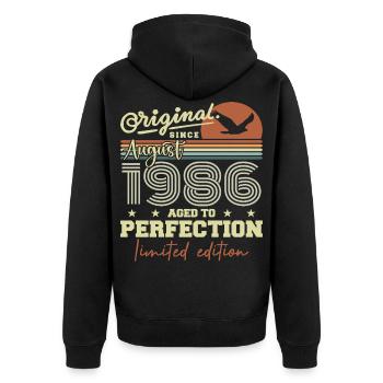 August 1986 Birthday August 1986 Vintage August 1986 - Unisex Premium Organic Zip Hoodie - black - Back - Nico (187cm)