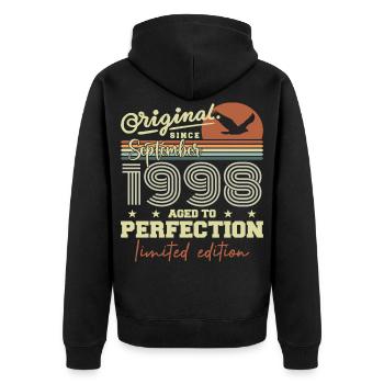 Born in September 1998 September - September 1998 - Unisex Premium Organic Zip Hoodie - black - Back - Nico (187cm)