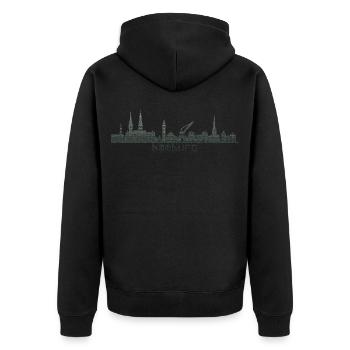 Hamburg - Unisex Premium Bio Zip Hoodie - Schwarz - Hinten - Nico (187cm)