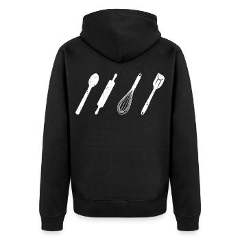 Ustensiles de cuisine - Veste à capuche bio Premium Unisexe - noir - Dos - Nico (187cm)