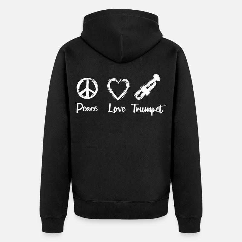 Trompette Paix Amour - Veste à capuche bio Premium Unisexe - noir