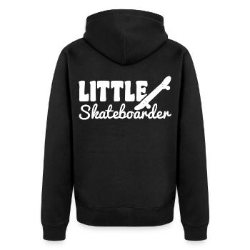 Lustiger kleiner Skateboarder - Unisex Premium Bio Zip Hoodie - Schwarz - Hinten - Nico (187cm)