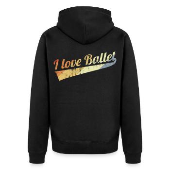 Ich liebe das Ballett im Vintage Look - Unisex Premium Bio Zip Hoodie - Schwarz - Hinten - Nico (187cm)