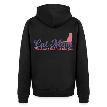 Katzen Mama - Unisex Premium Bio Zip Hoodie - Schwarz - Hinten - Nico (187cm)