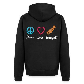 Trompette Paix Amour - Veste à capuche bio Premium Unisexe - noir - Dos - Nico (187cm)
