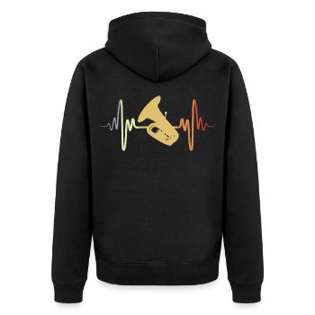 Tubist EKG - Unisex Premium Bio Zip Hoodie - Schwarz - Hinten - Nico (187cm)