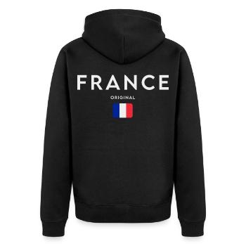 Drapeau de la France, fierté française - Veste à capuche bio Premium Unisexe - noir - Dos - Nico (187cm)