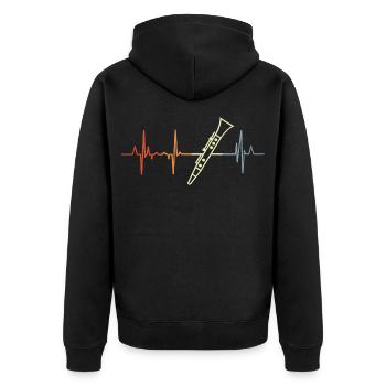 Ich liebe Klarinetten - Unisex Premium Bio Zip Hoodie - Schwarz - Hinten - Nico (187cm)