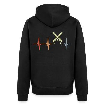 Windmühle Kardiogramm - Unisex Premium Bio Zip Hoodie - Schwarz - Hinten - Nico (187cm)