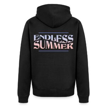 Endless Summer – Retro Summer Vibes - Unisex Premium Organic Zip Hoodie - black - Back - Nico (187cm)