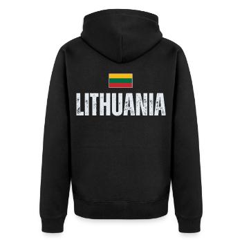 Lithuanian pride, flag of Lithuania - Unisex Premium Organic Zip Hoodie - black - Back - Nico (187cm)