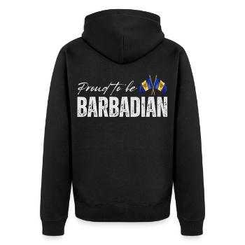 Barbados Pride, Barbados Flagge - Unisex Premium Bio Zip Hoodie - Schwarz - Hinten - Nico (187cm)
