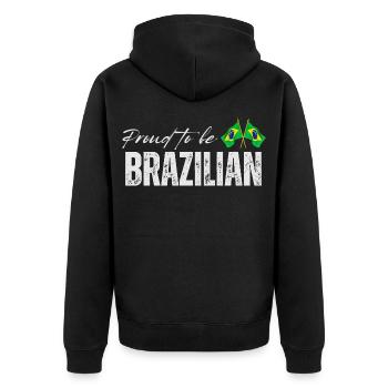 Brasilianischer Stolz, ich liebe Brasilien - Unisex Premium Bio Zip Hoodie - Schwarz - Hinten - Nico (187cm)