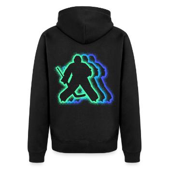 Eishockey Torwart Silhouetten Eishockeyspieler - Unisex Premium Bio Zip Hoodie - Schwarz - Hinten - Nico (187cm)