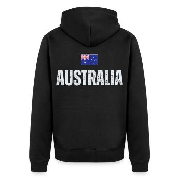 Flag Australia, I love Australia - Unisex Premium Organic Zip Hoodie - black - Back - Nico (187cm)