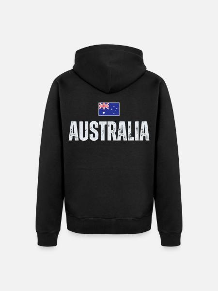 Flag Australia, I love Australia - Unisex Premium Organic Zip Hoodie - black