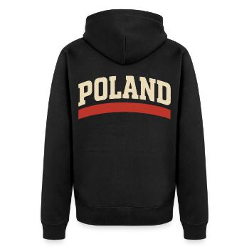 Poland Retro Typography - Unisex Premium Organic Zip Hoodie - black - Back - Nico (187cm)
