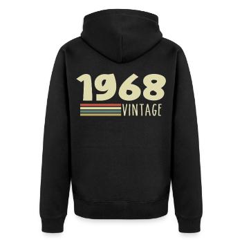 Jubiläum 1968 1968 - Unisex Premium Bio Zip Hoodie - Schwarz - Hinten - Nico (187cm)