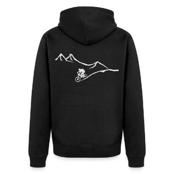 Fahrradsport am Kind und Herren im Sport Citybike - Unisex Premium Bio Zip Hoodie - Schwarz - Hinten - Nico (187cm)