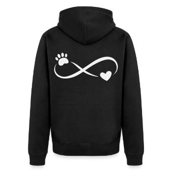 Hundeliebhaber Pfote und Herz Design - Unisex Premium Bio Zip Hoodie - Schwarz - Hinten - Nico (187cm)