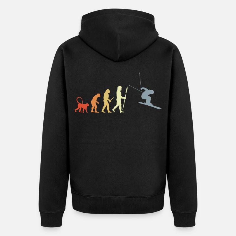 Entwicklung eines Skifahrers - Unisex Premium Bio Zip Hoodie - Schwarz