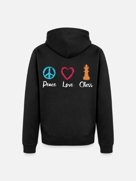Peace Love Chess - Unisex Premium Organic Zip Hoodie - black
