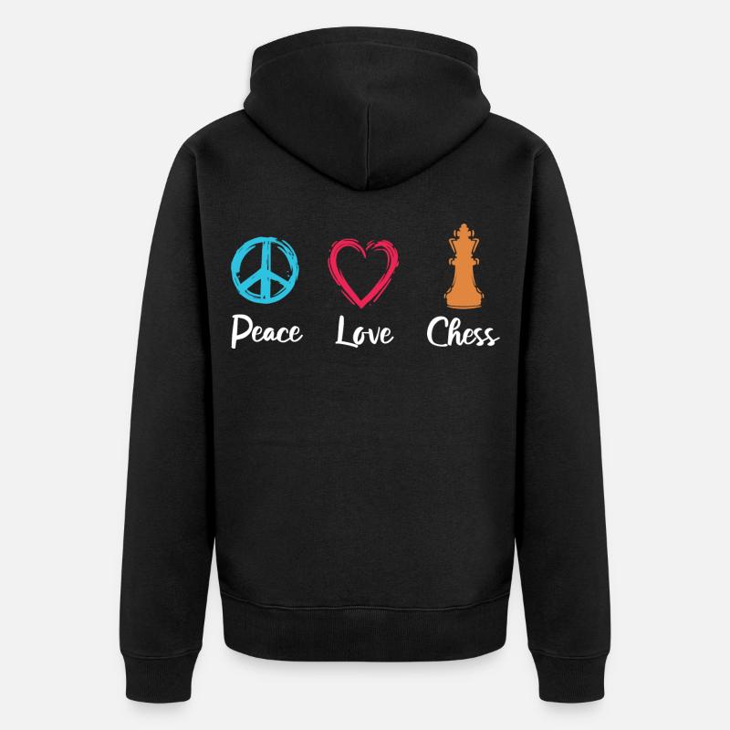 Paix Amour Échecs - Veste à capuche bio Premium Unisexe - noir