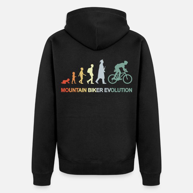 Mountain Biker Evolution - Unisex Premium Organic Zip Hoodie - black