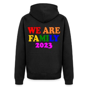 We are family 2023 - Unisex Premium Bio Zip Hoodie - Schwarz - Hinten - Nico (187cm)