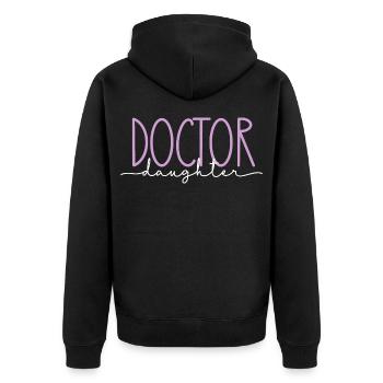 Doktor stolze Tochter süßes Geschenk - Unisex Premium Bio Zip Hoodie - Schwarz - Hinten - Nico (187cm)