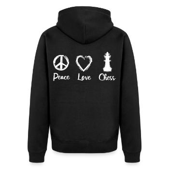 Peace Love Chess - Unisex Premium Organic Zip Hoodie - black - Back - Nico (187cm)