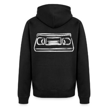 Video Cassette - Unisex Premium Organic Zip Hoodie - black - Back - Nico (187cm)