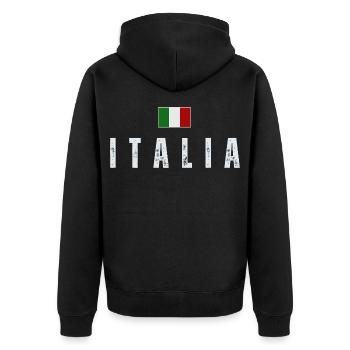Italienische Flagge, italienischer Stolz - Unisex Premium Bio Zip Hoodie - Schwarz - Hinten - Nico (187cm)