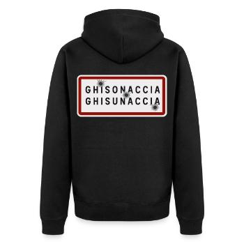Panneau d’entrée de la ville de Ghisonaccia - Veste à capuche bio Premium Unisexe - noir - Dos - Nico (187cm)